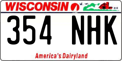 WI license plate 354NHK