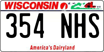 WI license plate 354NHS