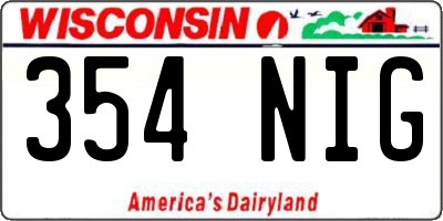 WI license plate 354NIG