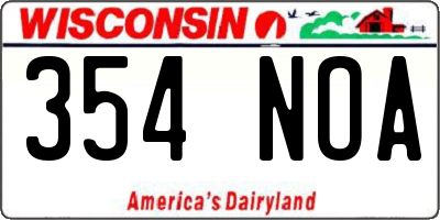 WI license plate 354NOA