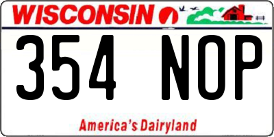 WI license plate 354NOP