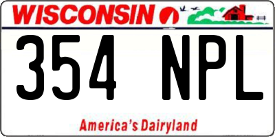 WI license plate 354NPL