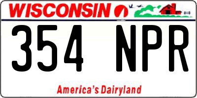 WI license plate 354NPR