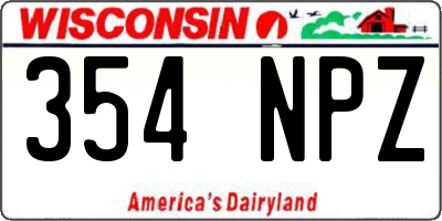 WI license plate 354NPZ