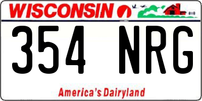 WI license plate 354NRG