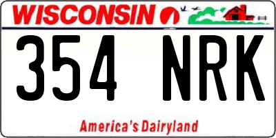 WI license plate 354NRK
