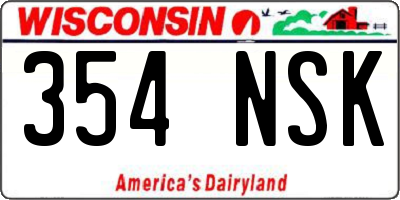 WI license plate 354NSK