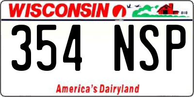WI license plate 354NSP