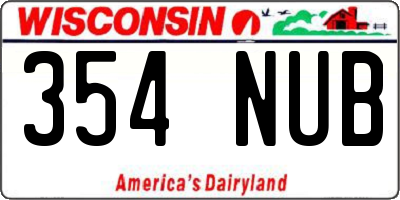 WI license plate 354NUB