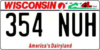 WI license plate 354NUH
