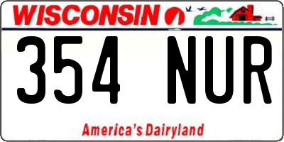WI license plate 354NUR
