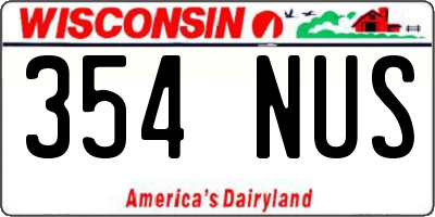 WI license plate 354NUS