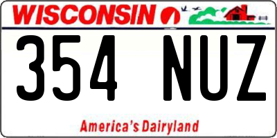 WI license plate 354NUZ