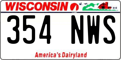 WI license plate 354NWS