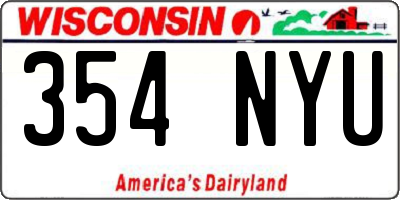 WI license plate 354NYU
