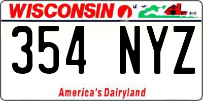WI license plate 354NYZ