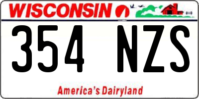 WI license plate 354NZS