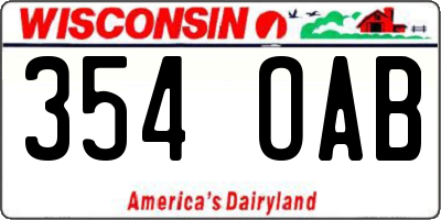 WI license plate 354OAB