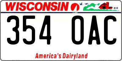 WI license plate 354OAC