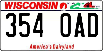 WI license plate 354OAD