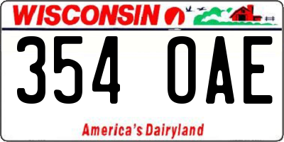 WI license plate 354OAE