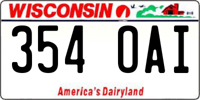 WI license plate 354OAI