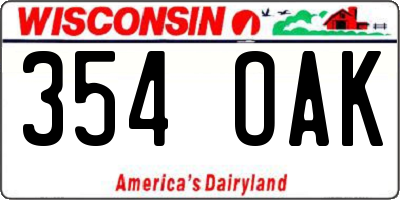 WI license plate 354OAK