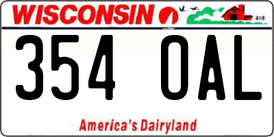 WI license plate 354OAL