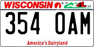 WI license plate 354OAM