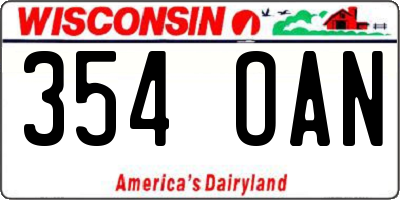 WI license plate 354OAN