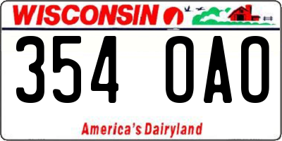 WI license plate 354OAO