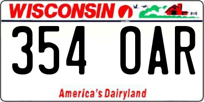 WI license plate 354OAR
