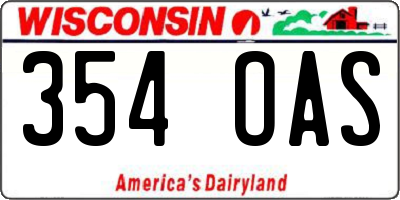 WI license plate 354OAS