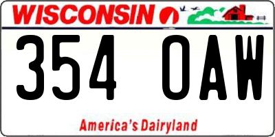 WI license plate 354OAW