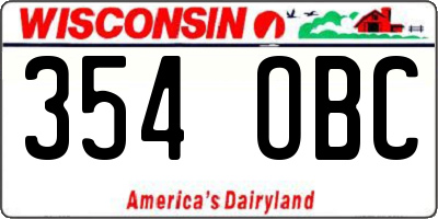WI license plate 354OBC