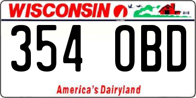 WI license plate 354OBD