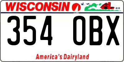 WI license plate 354OBX