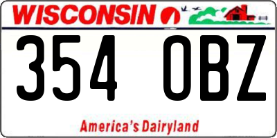 WI license plate 354OBZ
