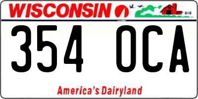 WI license plate 354OCA