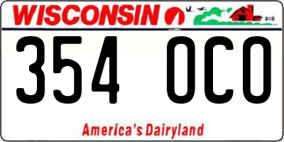 WI license plate 354OCO