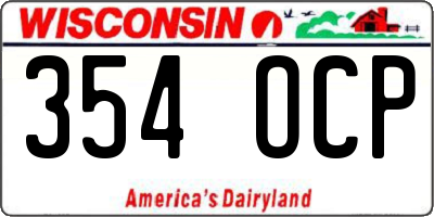 WI license plate 354OCP