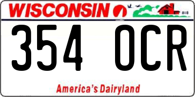WI license plate 354OCR