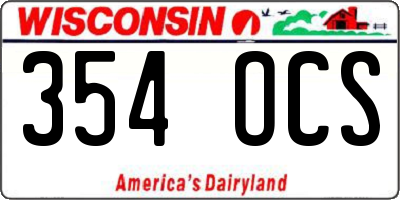 WI license plate 354OCS