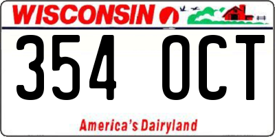 WI license plate 354OCT
