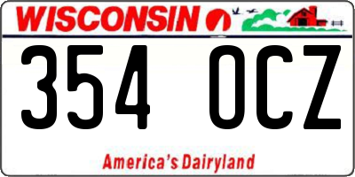 WI license plate 354OCZ