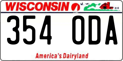 WI license plate 354ODA