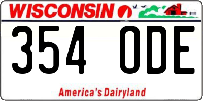 WI license plate 354ODE