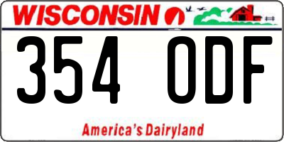WI license plate 354ODF