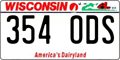 WI license plate 354ODS