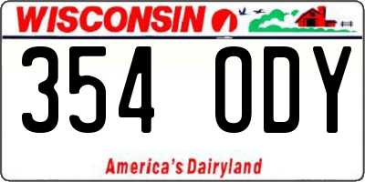 WI license plate 354ODY